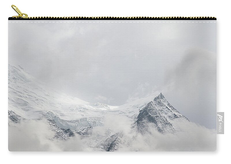 Mountain Landscape Zip Pouch featuring the photograph Ice and rocks - Chamonix - French Alps by Paul MAURICE