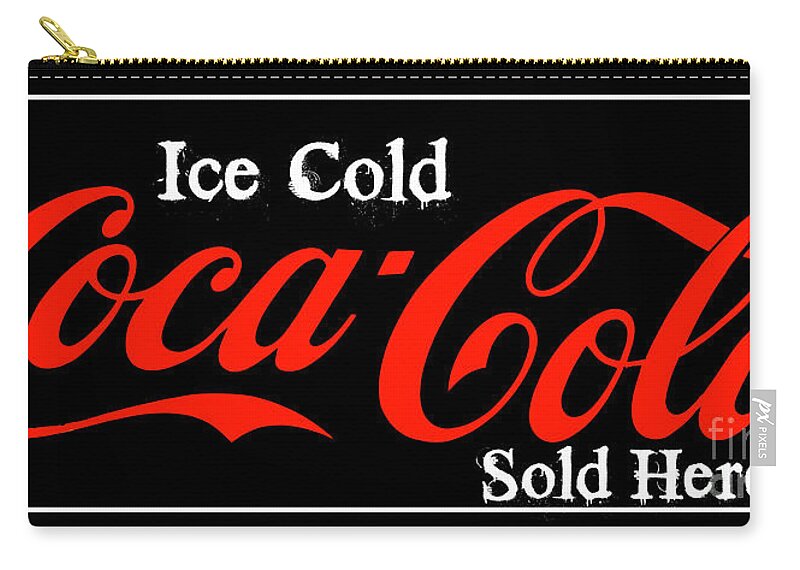Coke Signage Zip Pouch featuring the photograph Ice Cold Coke 11 Coca Cola Art by Reid Callaway