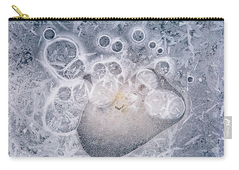 Ice Zip Pouch featuring the photograph Ice pattern two by Davorin Mance