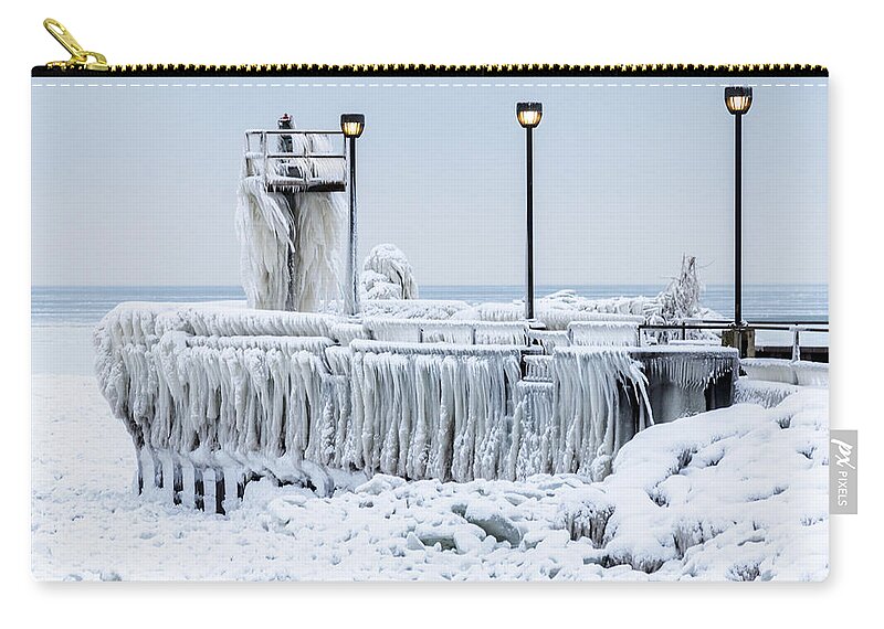 Cleveland Zip Pouch featuring the photograph Ice Sculpture by Stewart Helberg