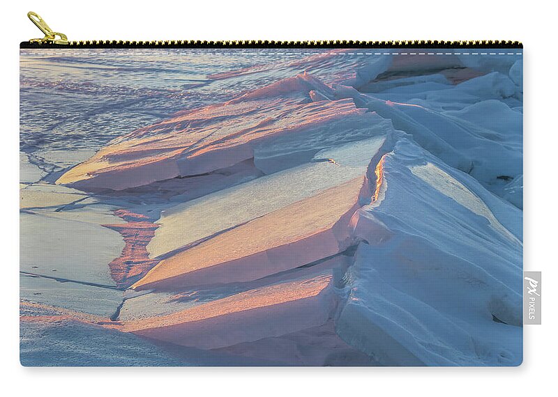 Ice Tectonics Zip Pouch featuring the photograph Ice Tectonics by Mary Amerman
