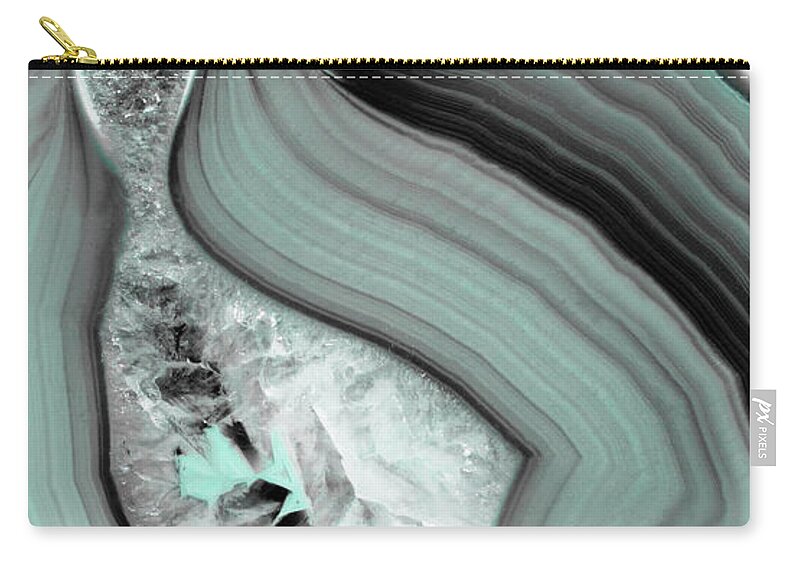 Blue Zip Pouch featuring the photograph Iced Agate by Emanuela Carratoni