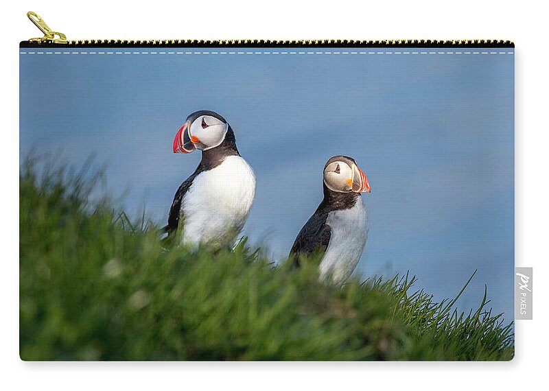 Puffin Zip Pouch featuring the photograph Iceland Puffins by the Sea by Betsy Knapp