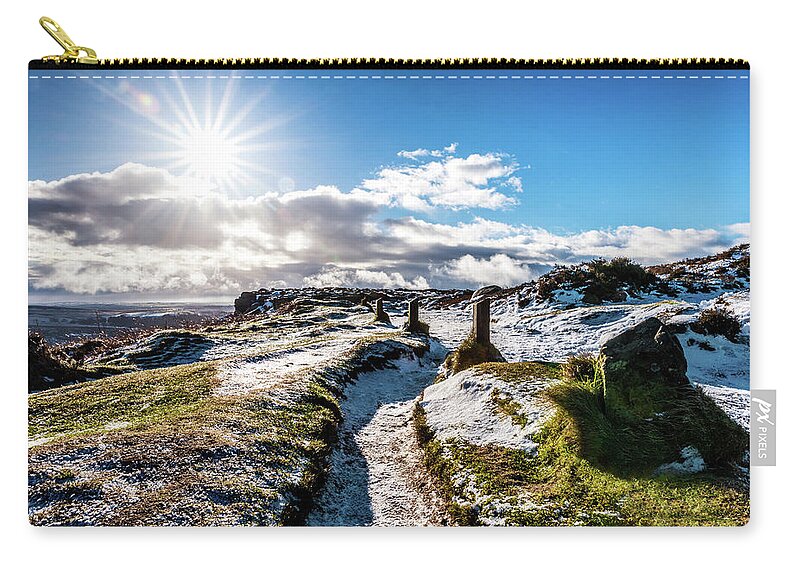 Peak District Zip Pouch featuring the photograph Icey Path in the Peaks by Nick Bywater