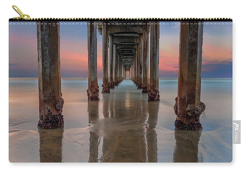 #faatoppicks Zip Pouch featuring the photograph Iconic Scripps Pier by Larry Marshall