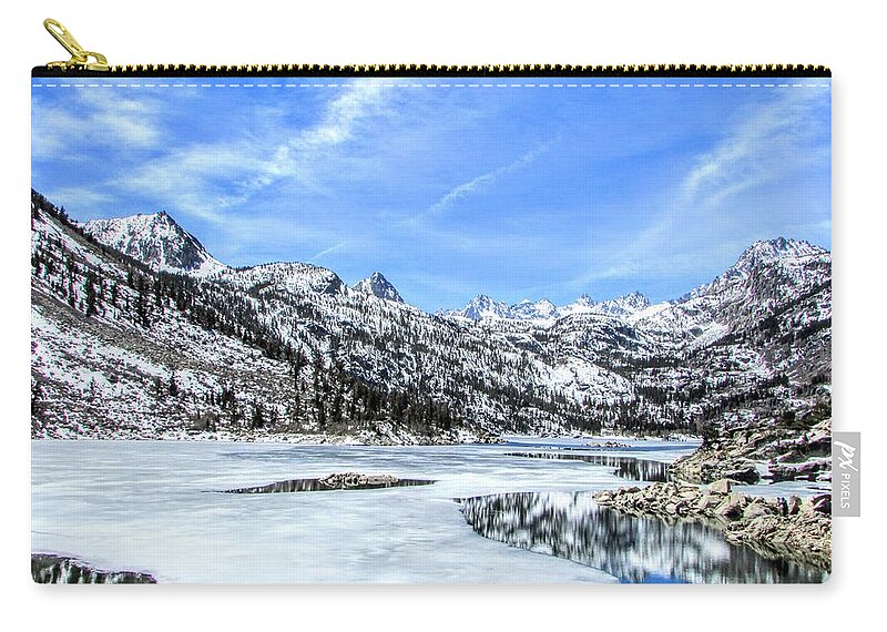 Sky Zip Pouch featuring the photograph Icy Blues by Marilyn Diaz