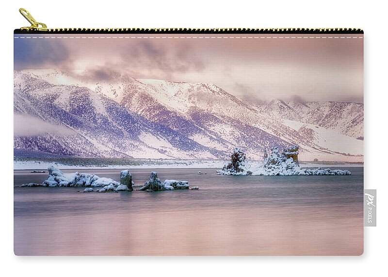 Sunrise Zip Pouch featuring the photograph Icy Morning Stillness by Nicki Frates