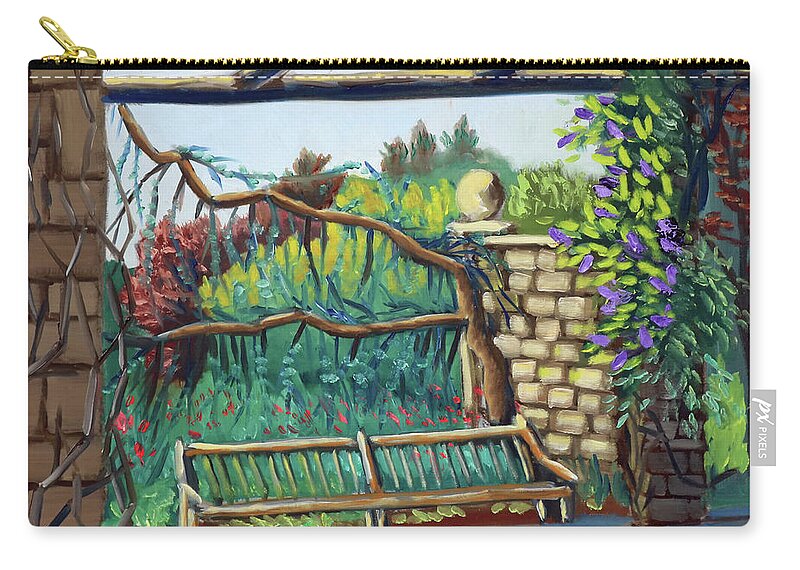 Idaho Zip Pouch featuring the painting Idaho Botanical Gardens by Kevin Hughes