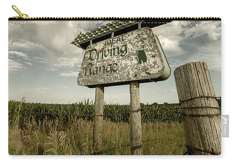 Sign Zip Pouch featuring the photograph Ideal Driving Range by Art Whitton