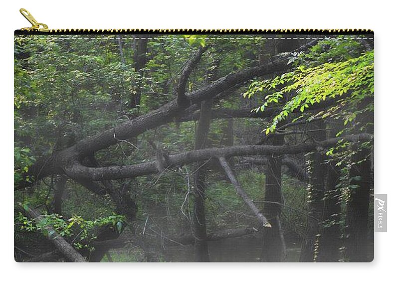 Scenic Tours Zip Pouch featuring the photograph If A Tree Falls In The Woods by Skip Willits