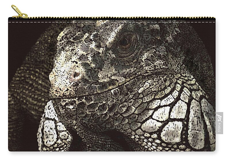 Iguana Zip Pouch featuring the pastel Iguana by Kathie Miller