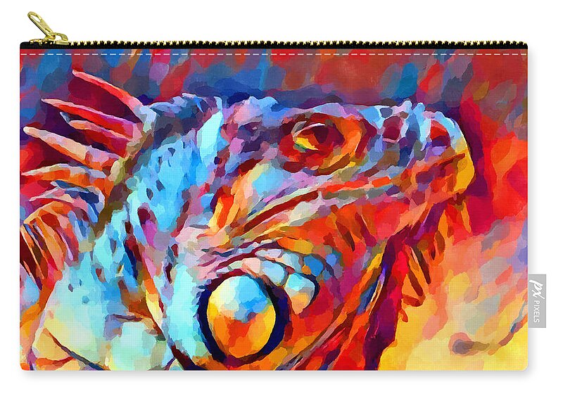 Iguana Watercolor Zip Pouch featuring the painting Iguana Watercolor by Chris Butler