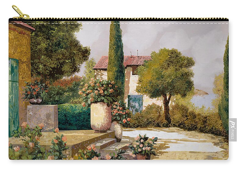 Landscape Zip Pouch featuring the painting Il Cipresso by Guido Borelli