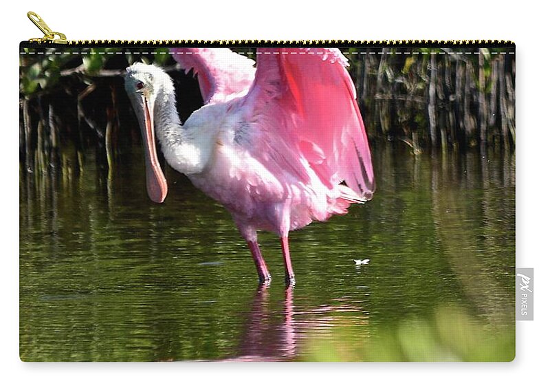 Spoonbill Zip Pouch featuring the photograph I Believe I Can Fly by Carol Bradley