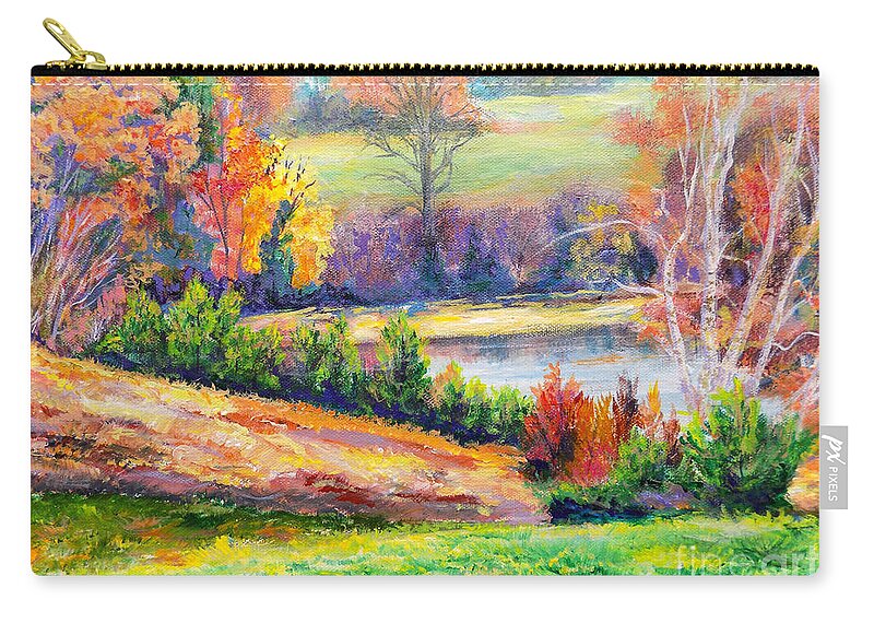 Painting Zip Pouch featuring the painting Illuminating Colors Of Fall by Lee Nixon