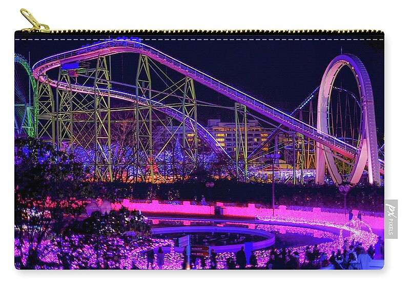 Japan Zip Pouch featuring the photograph Illumination Amusement Park by Street Fashion News