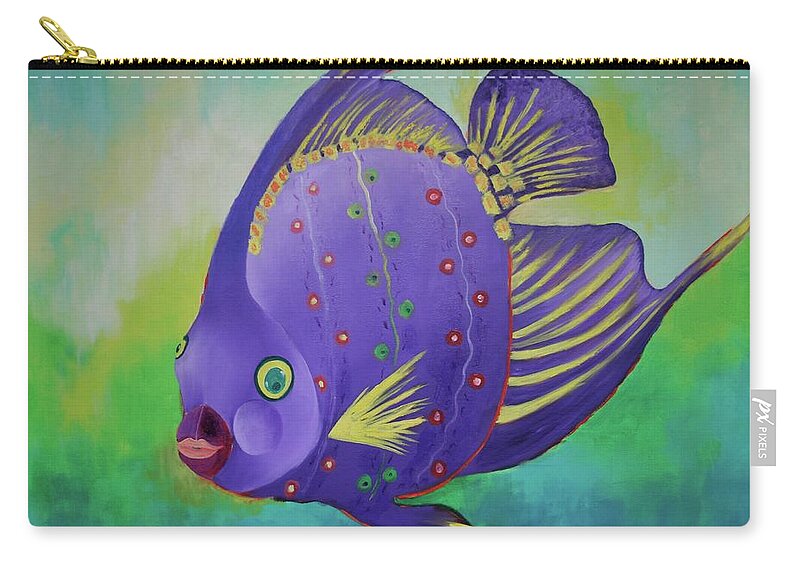 Fish Zip Pouch featuring the painting I'm Really A Prince by Karin Eisermann