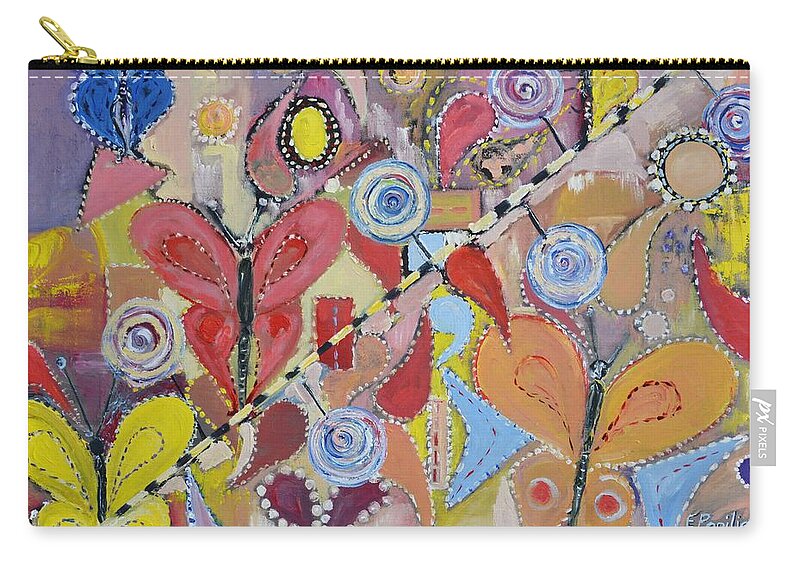 Butterflies Zip Pouch featuring the painting Imagination Land by Evelina Popilian