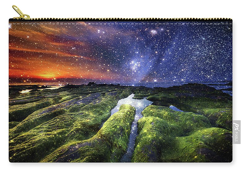 Landscape Zip Pouch featuring the mixed media Imagine by Jacky Gerritsen