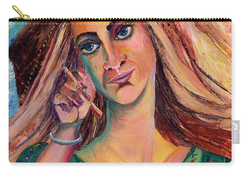 Writers Zip Pouch featuring the painting A lady of words by Sarabjit Singh