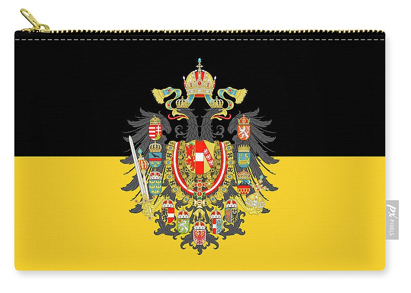 Flag Carry-all Pouch featuring the digital art Habsburg flag with Imperial Coat of Arms 1 by Helga Novelli