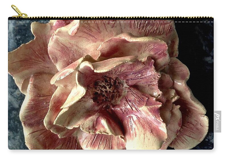 Small Rose Zip Pouch featuring the sculpture Impressionists Rose 3 by Joan-Violet Stretch