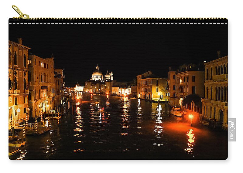 Georgia Mizuleva Zip Pouch featuring the digital art Impressions Of Venice - Grand Canal Gold by Georgia Mizuleva