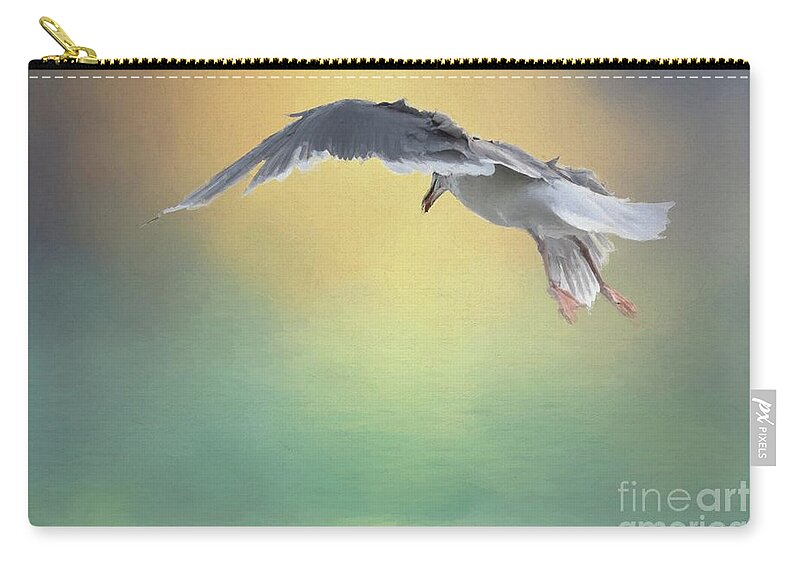 Seagull Zip Pouch featuring the photograph In Flight by Eva Lechner