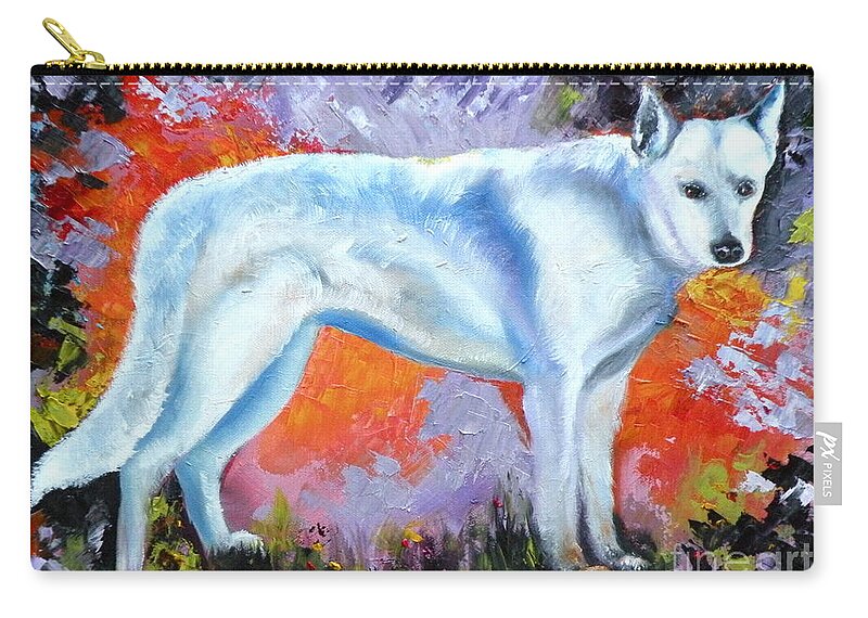 Dogs Zip Pouch featuring the painting In Shepherd Heaven by Susan A Becker
