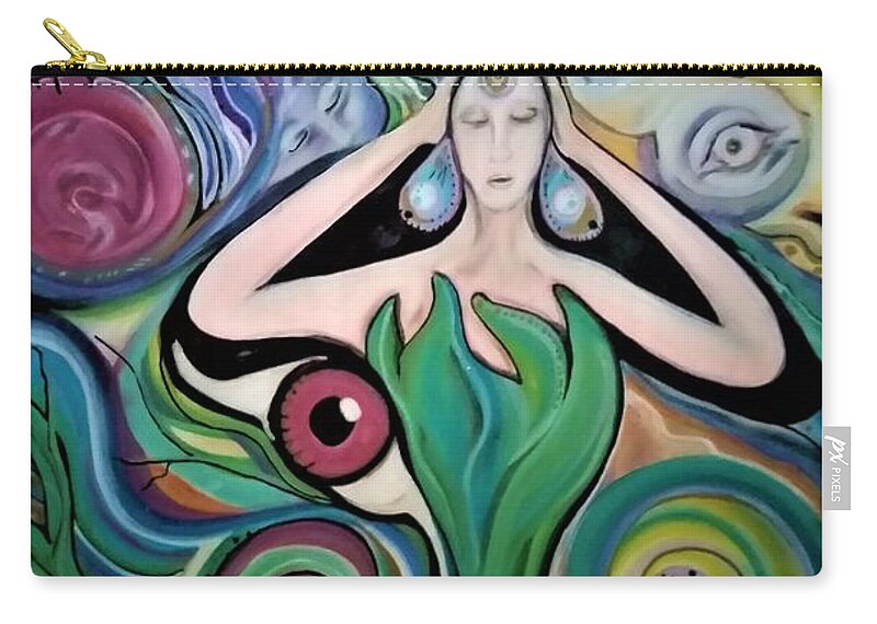 Nymph Zip Pouch featuring the painting In Spire It by Tracy Mcdurmon