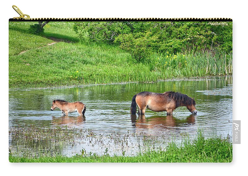 Nature Zip Pouch featuring the photograph In the puddle 1 by Ingrid Dendievel