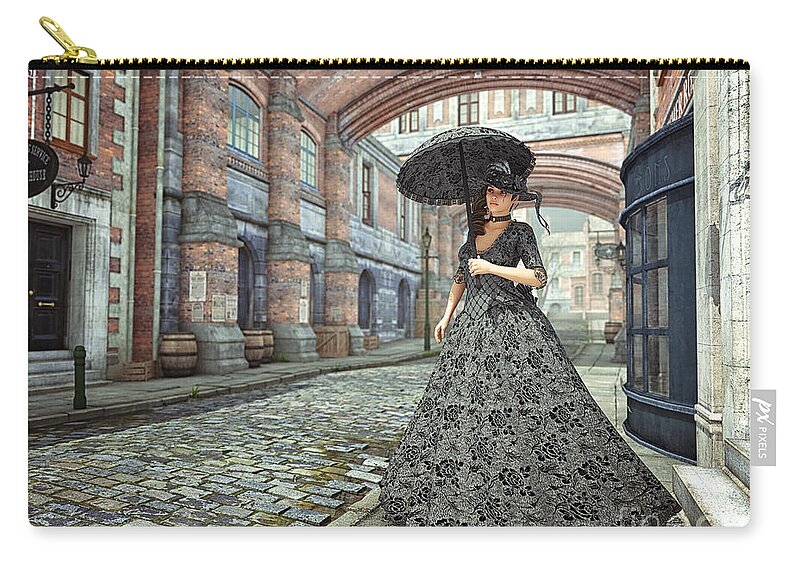 3d Zip Pouch featuring the digital art In the Streets of Old London by Jutta Maria Pusl