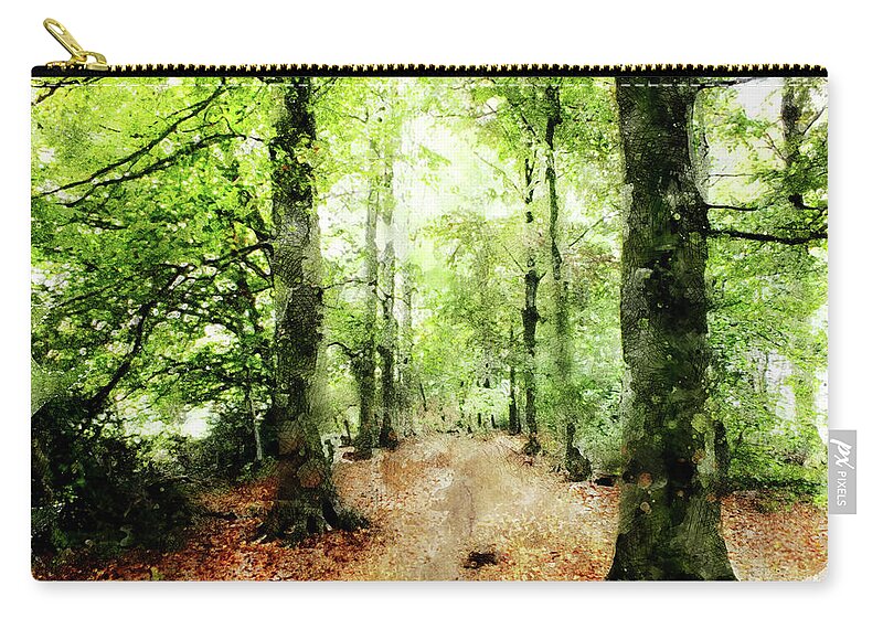 Forest Zip Pouch featuring the digital art In The Wood Frame by Art Di