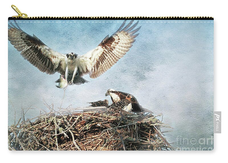 Ospreys Zip Pouch featuring the photograph Incoming Dinner by Geraldine DeBoer