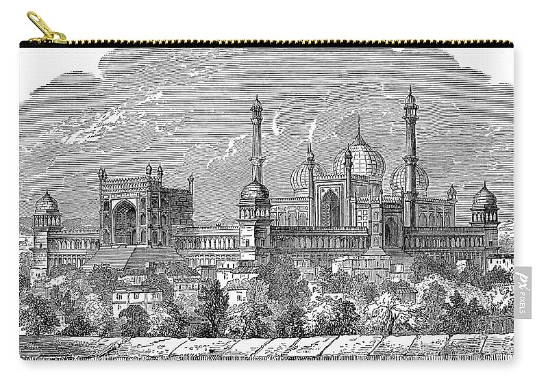 1894 Zip Pouch featuring the drawing INDIA, JAMA MASJID, c1894. by Granger