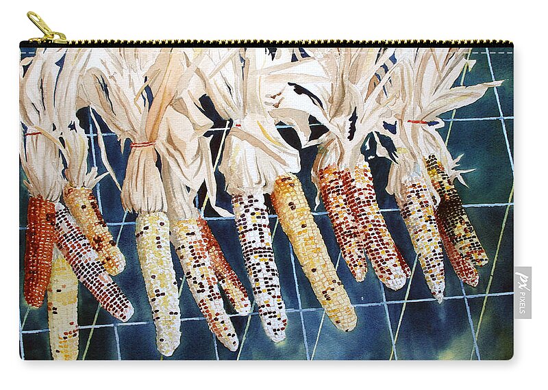 Fall Zip Pouch featuring the painting Indian Corn by Jim Gerkin