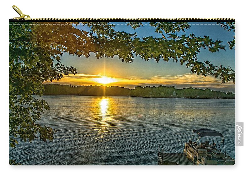Indian Zip Pouch featuring the photograph Indian Lake Sunset by Doug Wallick