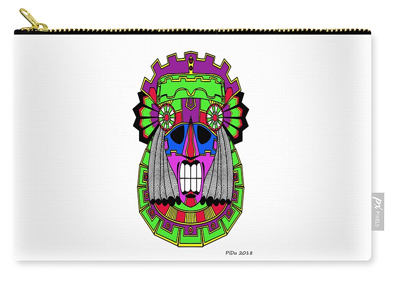 Indian Zip Pouch featuring the digital art Indian Mask by Piotr Dulski