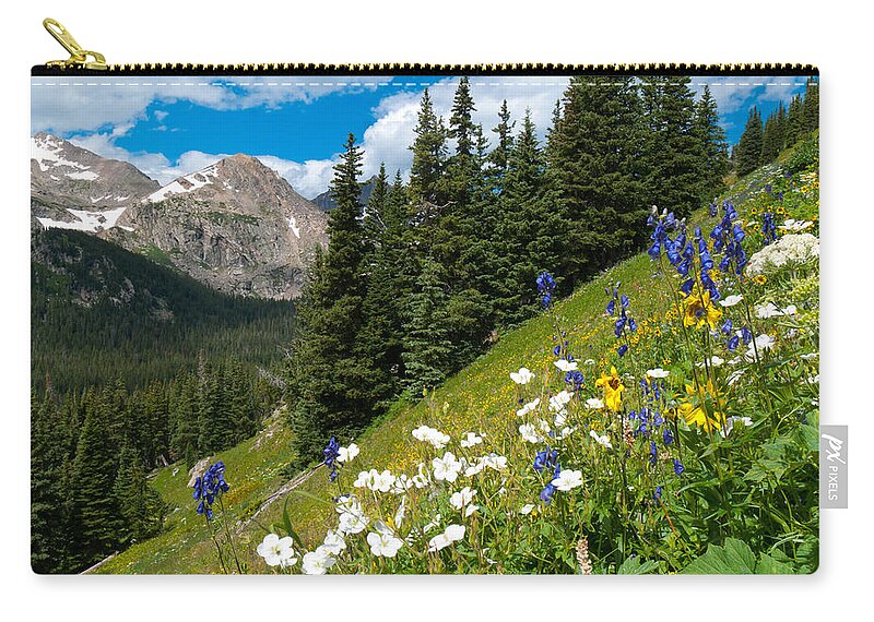 Indian Peaks Zip Pouch featuring the photograph Indian Peaks at their Finest by Cascade Colors