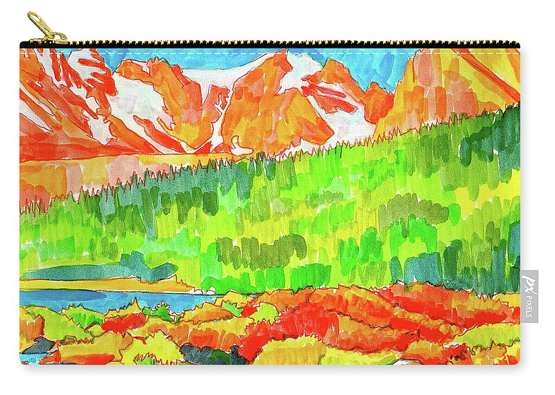 Art Zip Pouch featuring the painting Indian Peaks Wilderness by Dan Miller