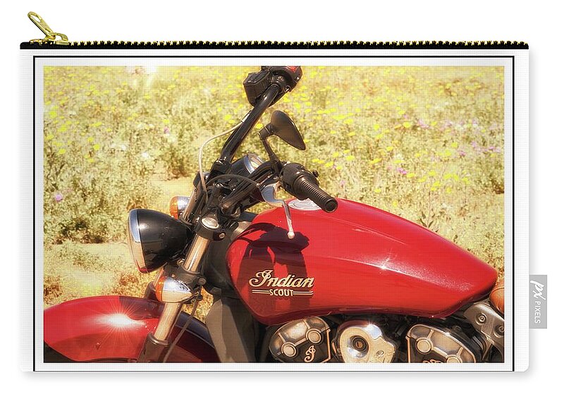 Indian Scout Zip Pouch featuring the photograph Indian Scot Motor Cycle by Michael Hope