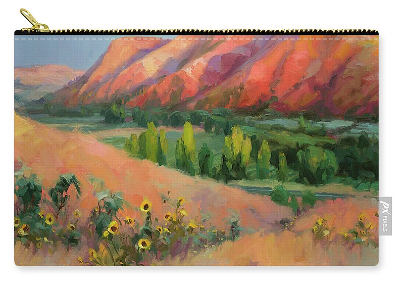Landscape Zip Pouch featuring the painting Indian Hill by Steve Henderson