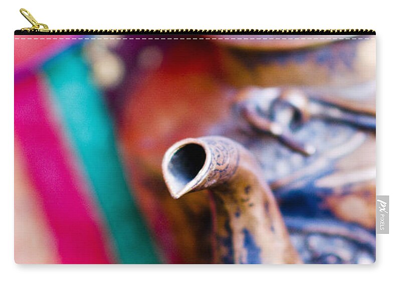 Ancient Zip Pouch featuring the photograph Indian Tea Kettle by Ray Laskowitz - Printscapes