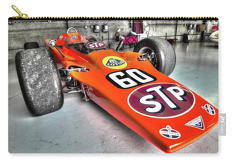 1968 Lotus 56 Turbine Indy Car #60 Zip Pouch featuring the photograph Indianapolis Lotus Wedge Turbine by Josh Williams