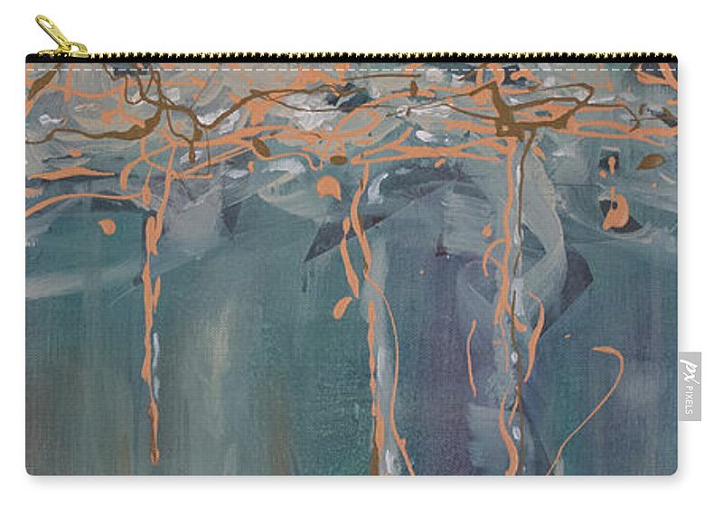 Brown Zip Pouch featuring the painting Infinity's Edge by Linda Cranston