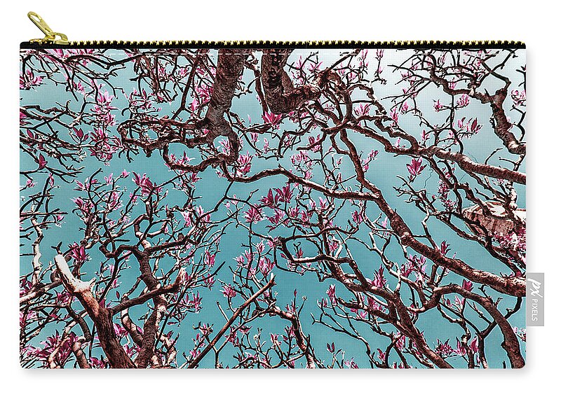 Green Zip Pouch featuring the photograph Infrared Frangipani Tree by Stelios Kleanthous