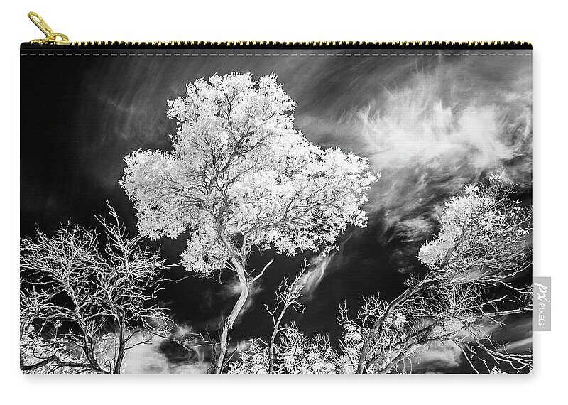 Infrared Tree Zip Pouch featuring the photograph Infrared Tree Tops by Roseanne Jones
