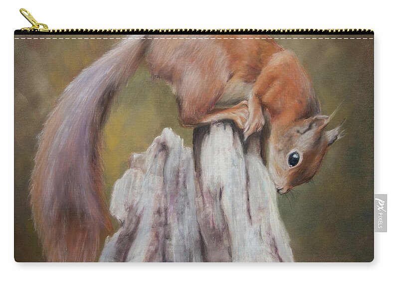 Squirrel Zip Pouch featuring the pastel Inquisitive by Kirsty Rebecca