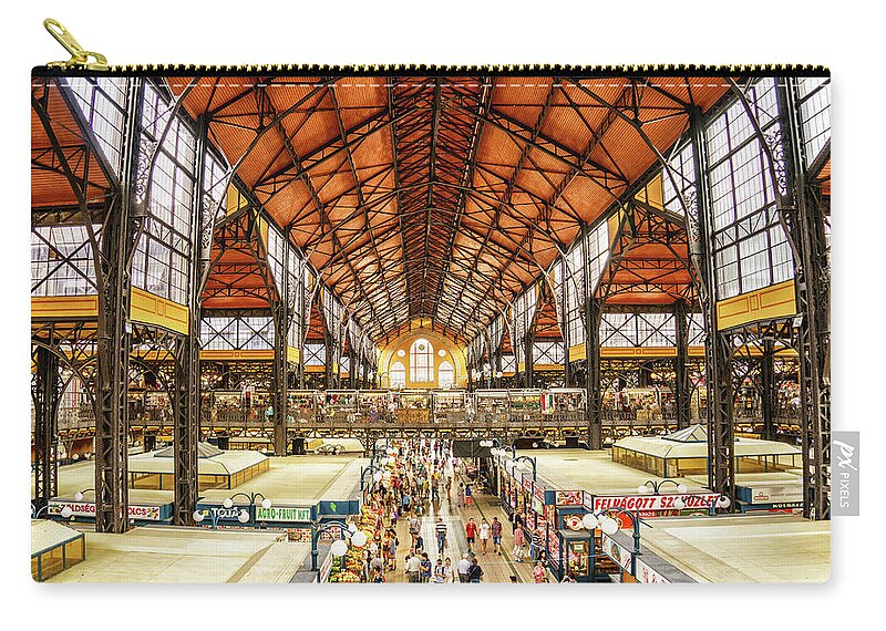 Budapest Zip Pouch featuring the photograph Inside the Budapest Marketplace by Janis Knight