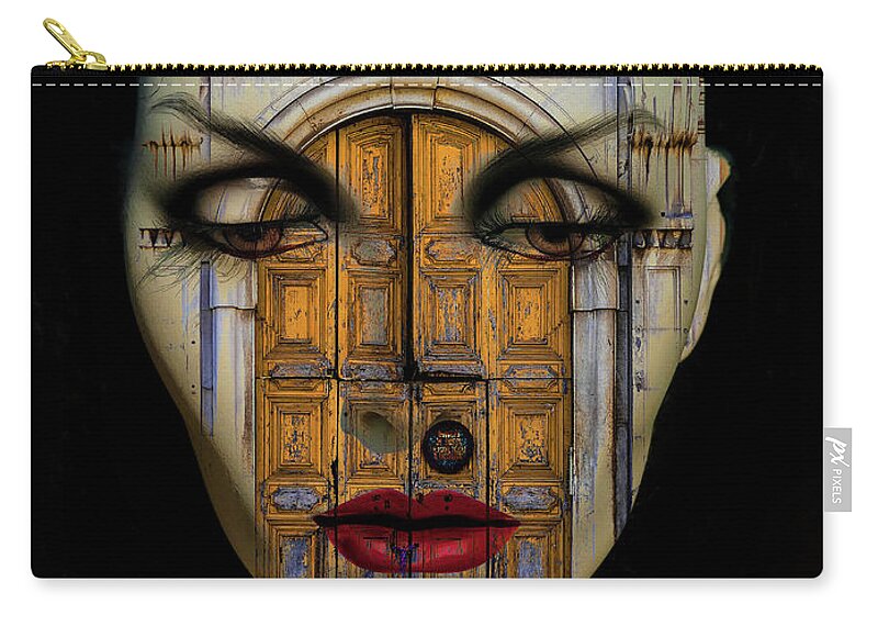 Door Zip Pouch featuring the digital art Inside the old italian door by Gabi Hampe